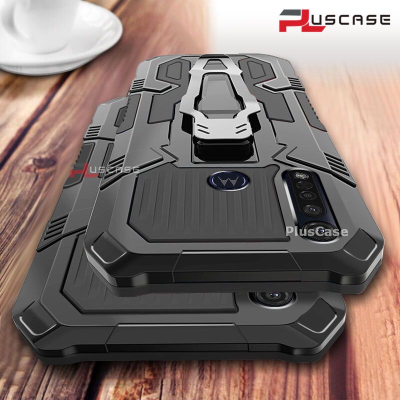 PlusCase for Motorola Moto G8 Plus / G8 Play / One Macro Stand Phone Case Belt Clip Shockproof Hard Back Cover