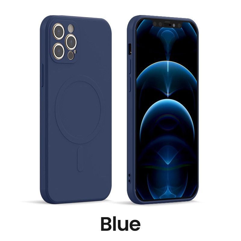 For iPhone 12 Magsafing Case Square Liquid Silicone Cover for iPhone 11 Pro Max 13 Mini X Xs Xr 7 8 Plus Wireless Charging Coque
