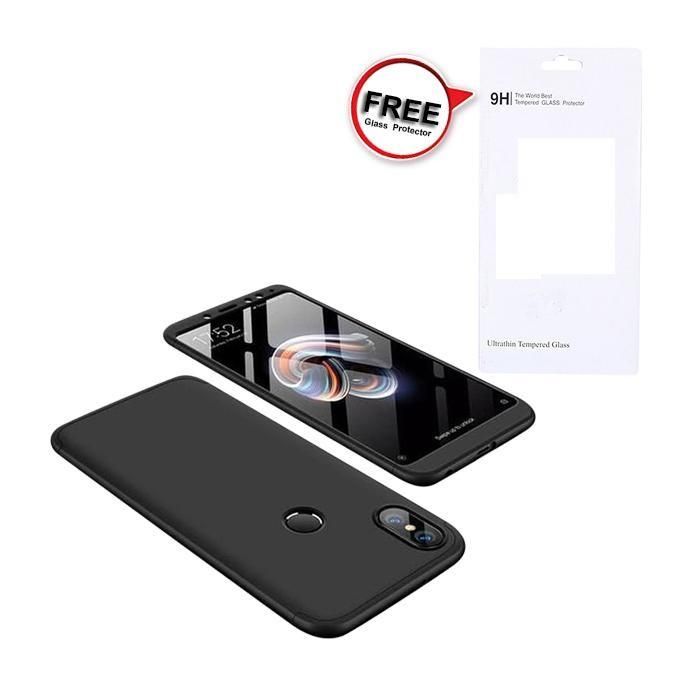 Vivo V9 360 Degree Phone Case with Free Glass Protector -Black