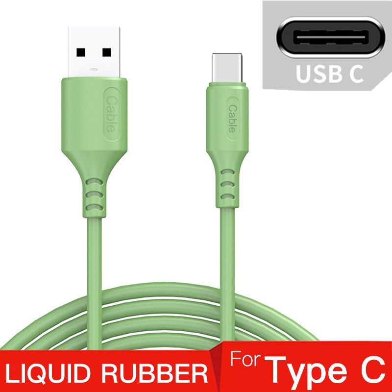 USB C 8 Pin Cable For Xiaomi Samsung Liquid rubber 3A Fast Charging cord Charger Micro USB Type C Cable Mobile Phone Cord Wire