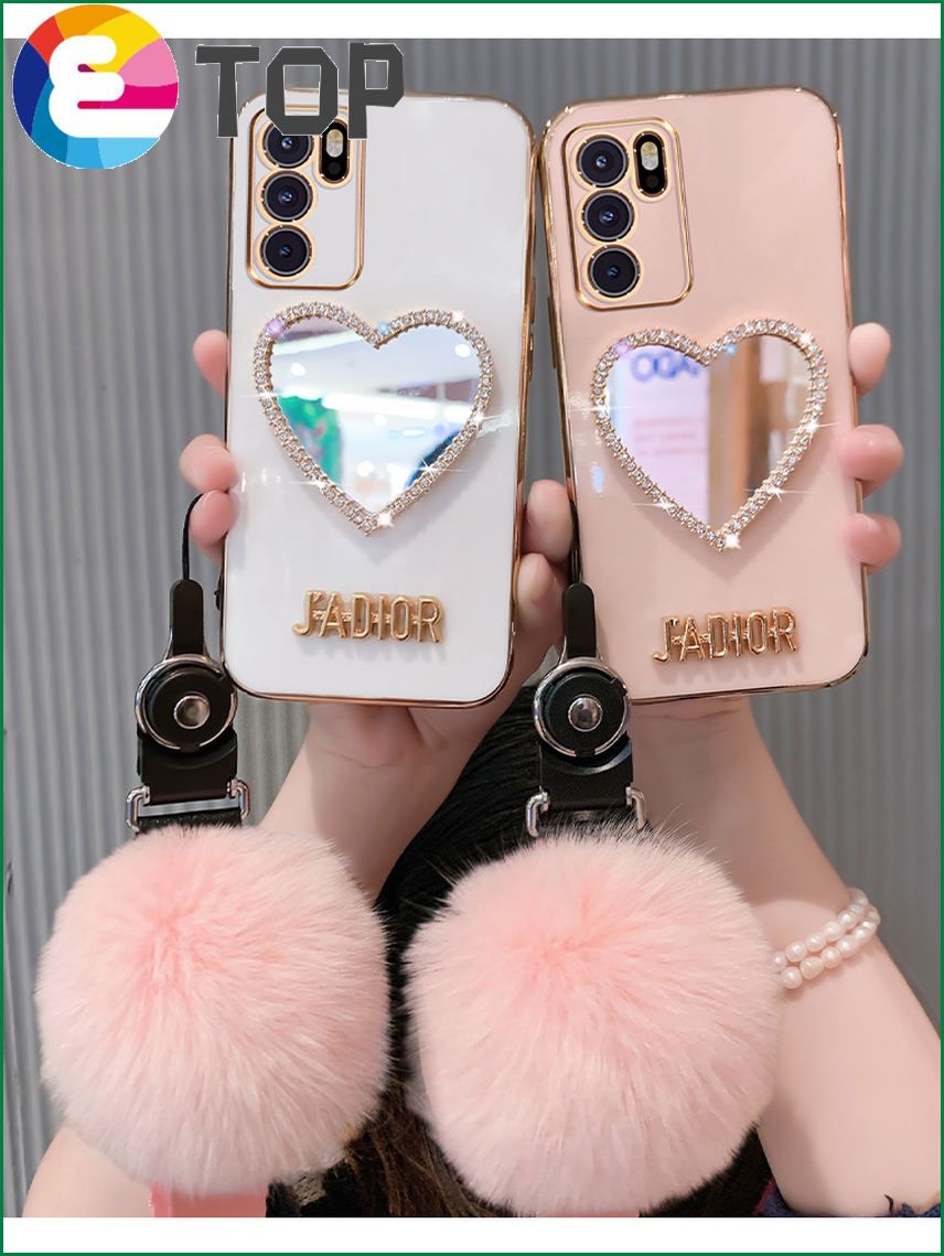 Suitable for opporeno6 mobile phone shell lens all-inclusive silicone 5pro mirror women's lanyard opop protective shell tide