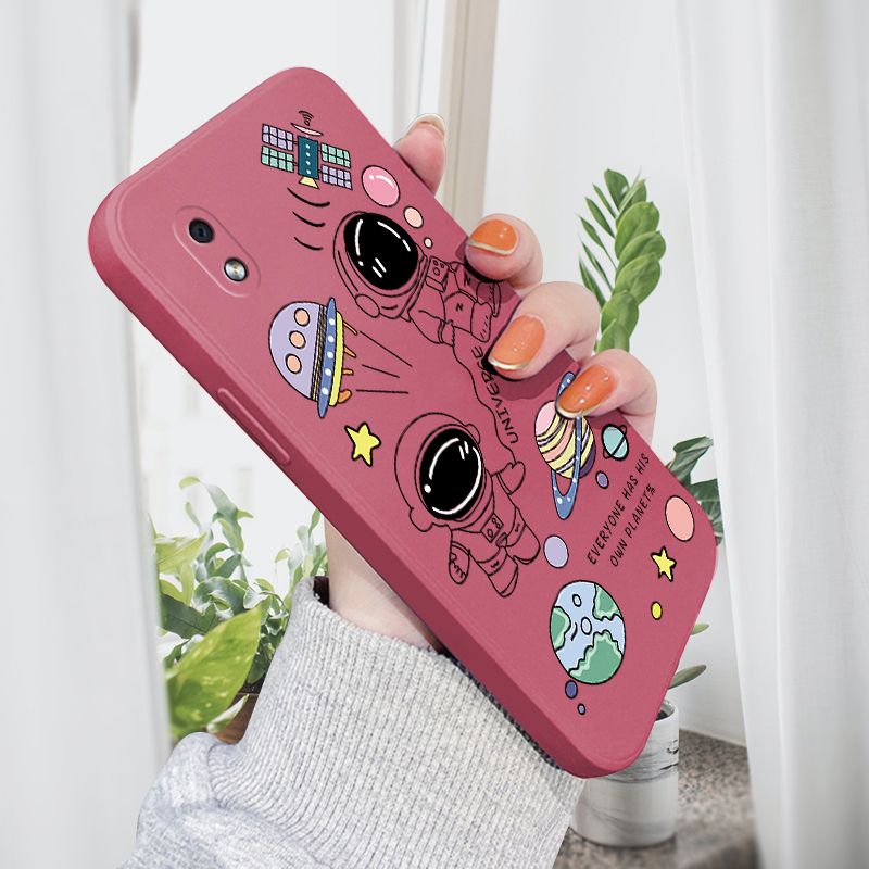 AMORVOR for Samsung Galaxy A01 Core Back Cover Cartoon Cute Astronaut Side design Soft Case Liquid Silicone Phone Cases