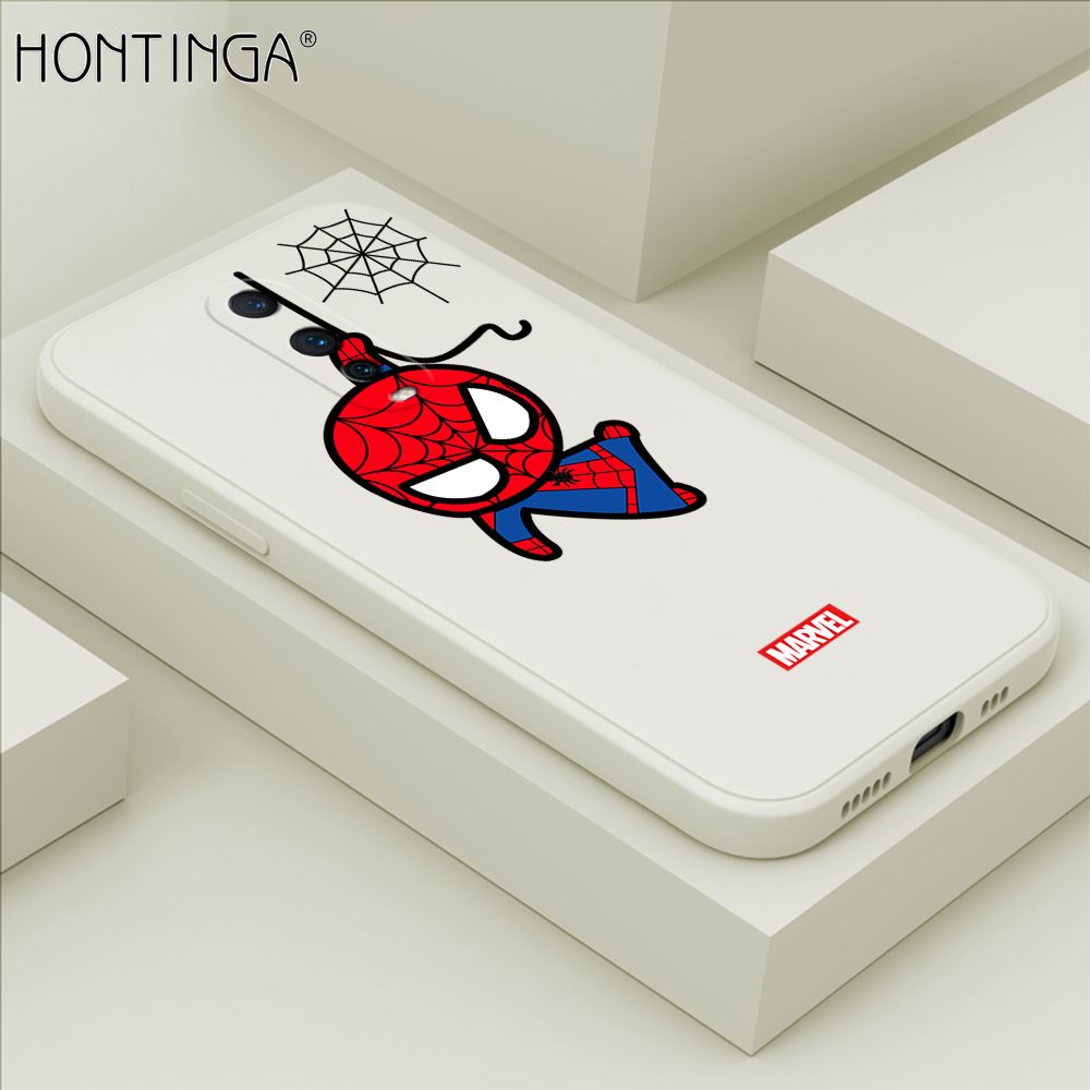 Hontinga for OPPO R17 Pro Case Cute Marvel Avengers Cartoon Spiderman Spider Man Phone Case Square Edge Silicone Cases Full Lens Cover Shockproof Protection Case