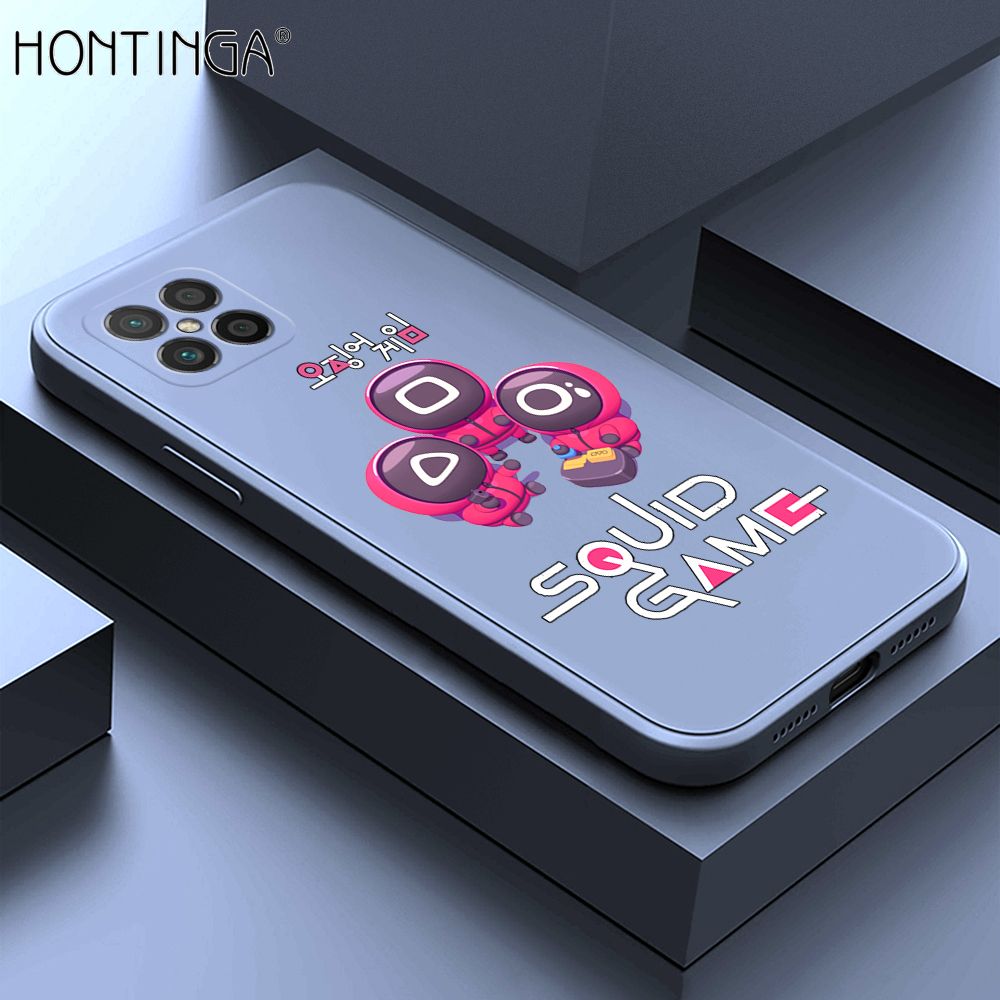 Hontinga for Huawei Nova 8 SE Case Cute Cartoon Cute Squid Character Phone Cover Square Liquid Silicone Shockproof Phone Protective Case