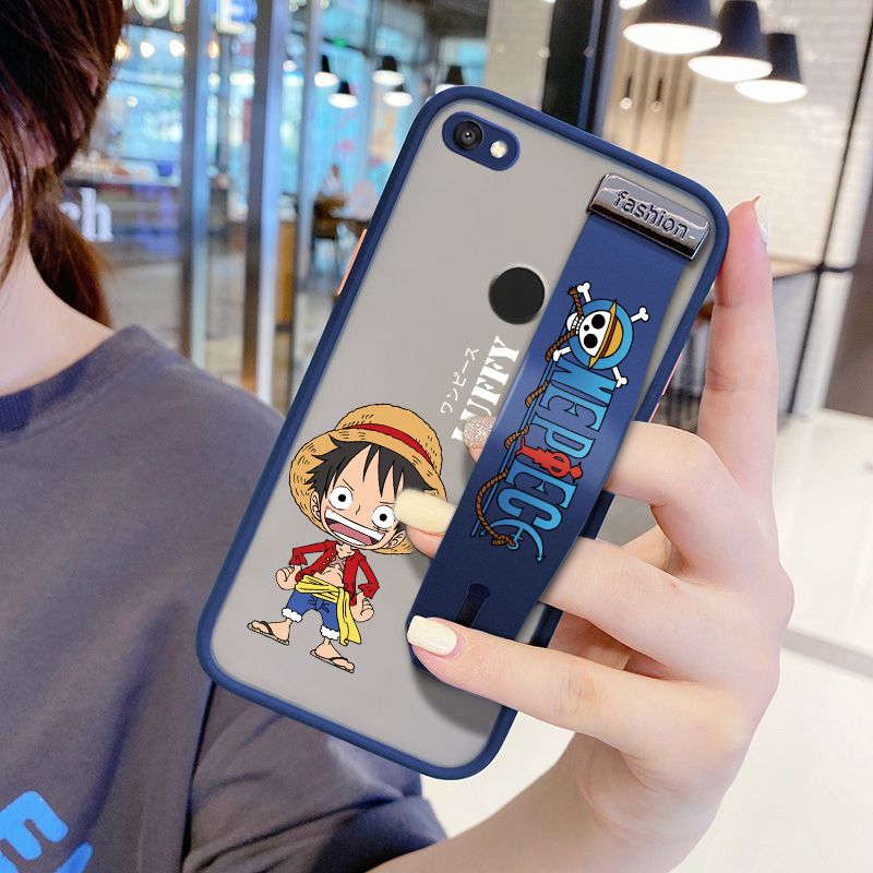 UCUC for Xiaomi Redmi Note 5A Prime Wrist Strap Case Anime One Piece Luffy Wristband Printing Cover Shockproof Frosted Phone Case