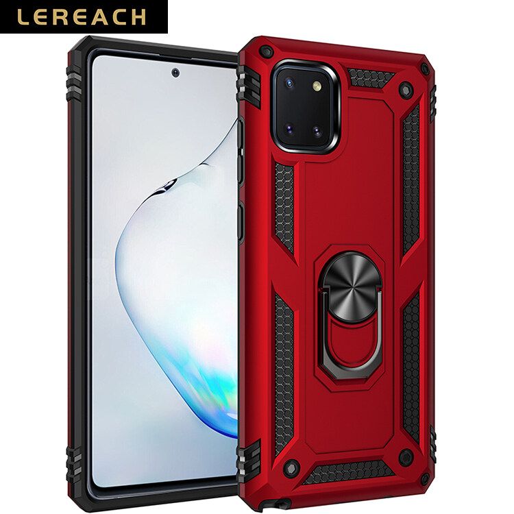 Lereach For Samsung Galaxy A81 / M60s / note 10 Lite Mobile Phone Case TUP+PC Hard Ring Car Ring Bracket Shockproof Back Cover