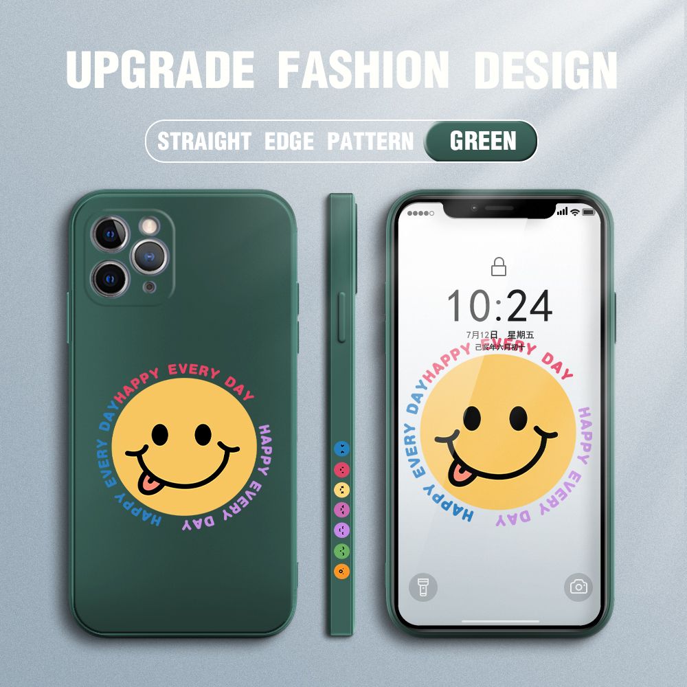 FHKL for iPhone 11 Pro Back Cover Cartoon Smile Side design Soft Case Multicolor Liquid Silicone Phone Cases