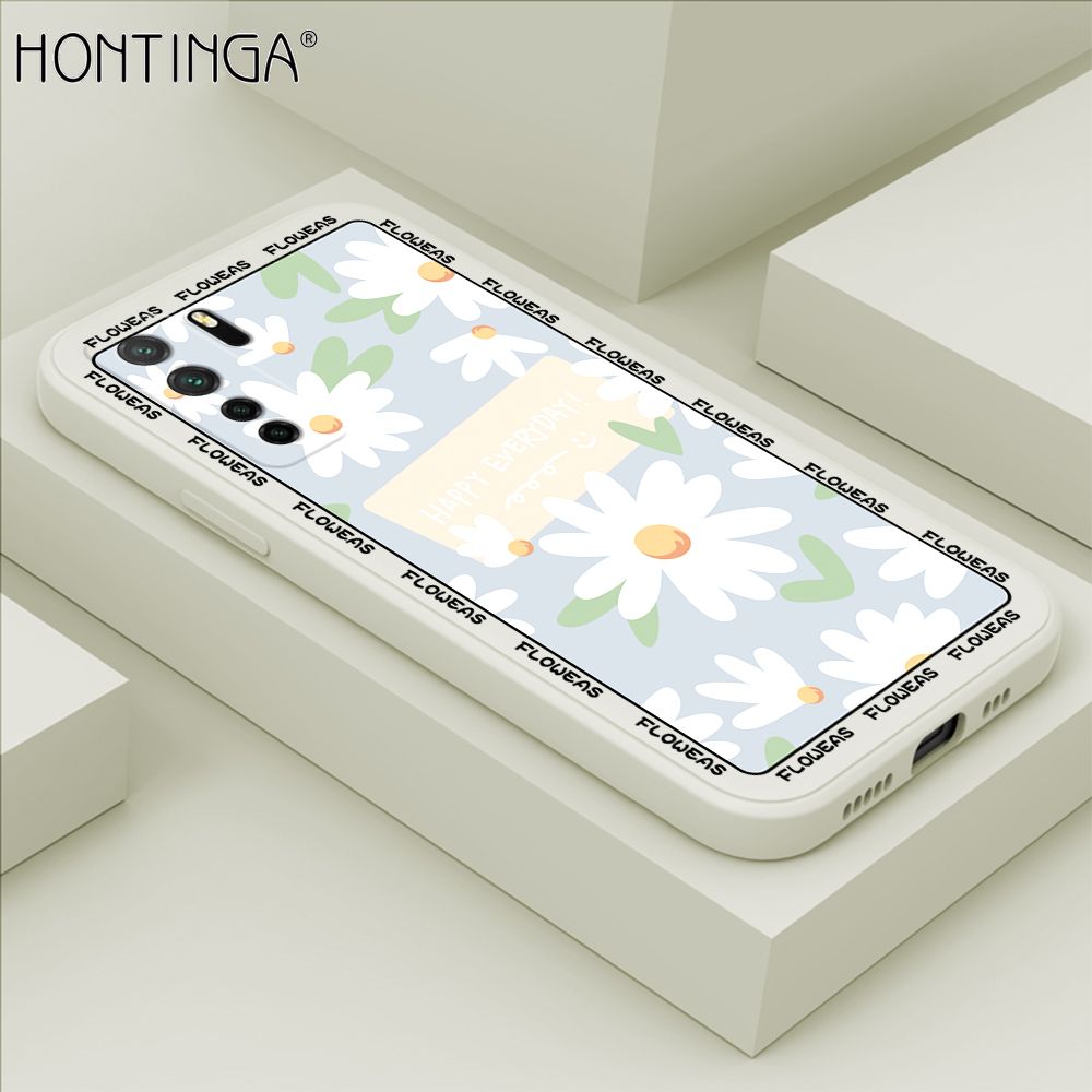 Hontinga for Huawei Nova 7 SE Case Beautiful Daisy Flower Phone Case Phone Case Soft Square Edge Silicone Cases Full Lens Cover Shockproof Protection Cover