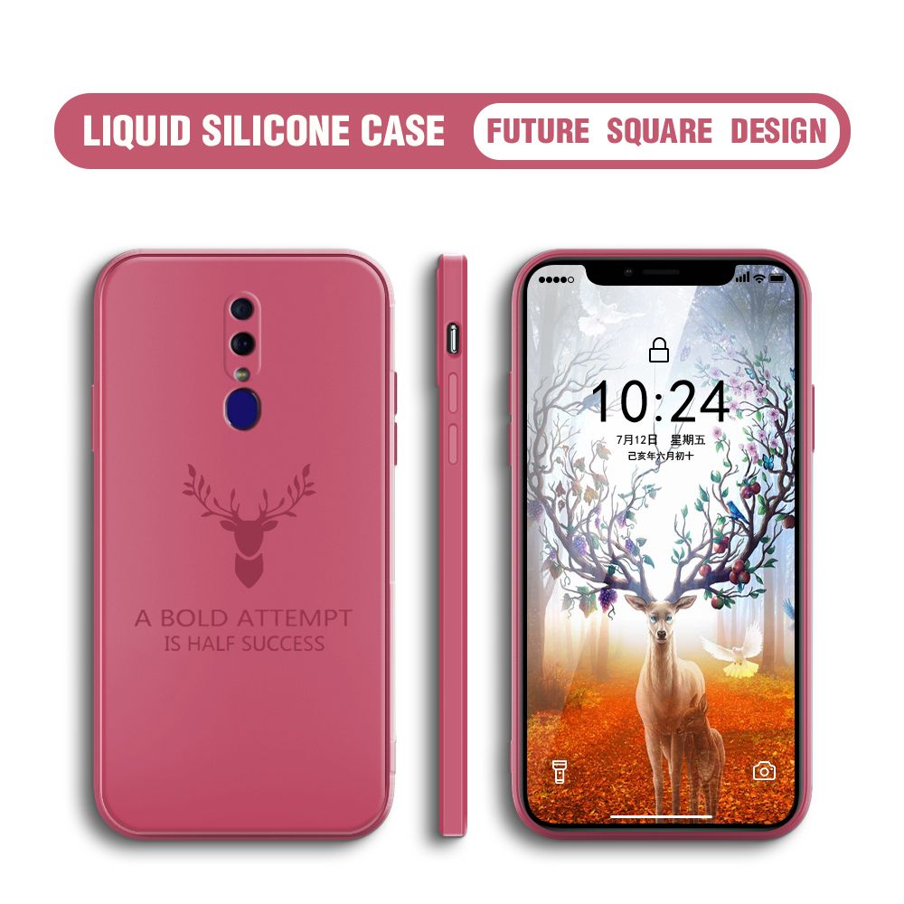 Hontinga for OPPO F11 Case Soft Silicone Square ELK Deer Reindeer Phone Cases Full Cover Camera Shockproof Protection Rubber Case