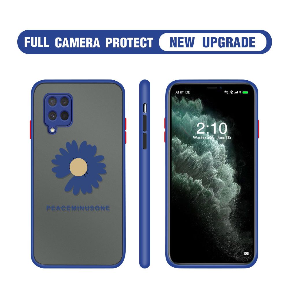Hontinga for Samsung Glaxay F62 M62 Case Daisy Flower Cover Camera Shockproof Protection Case Edge Frosted Transparent Phone Cover