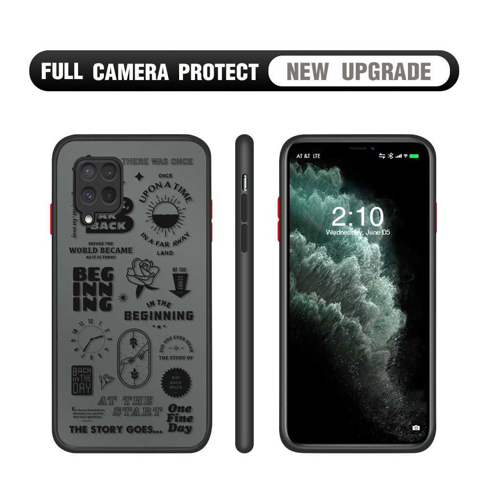 Hontinga for Samsung M62 Case Popular Clock Poster Camera Shockproof Protection Cases Edge Frosted Transparent Phone Cover