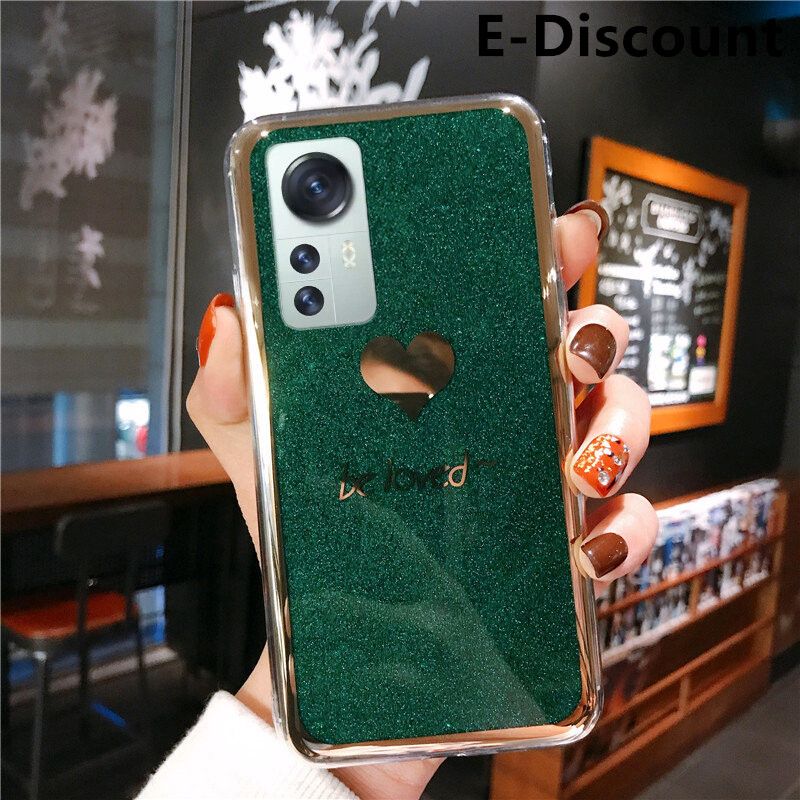 For Xiaomi 12 Back Fashion Couple Cases Bling Gold Glitter Be Loved Soft Silicone Protector Cover Xiaomi12 Back Cover