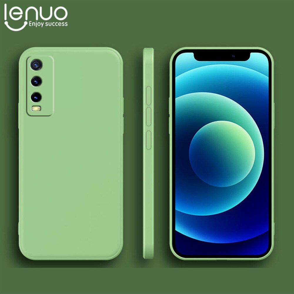 Lenuo Luxury Square Liquid Silicone Phone Case For Vivo Y20 / Y20S / Y20i / Y20 2021 / Y20A / Y20G / Y11s / Y12s Thin Soft Back Cover Candy Casing