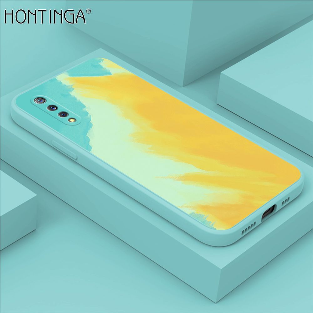 Hontinga for Vivo S1 Case Watercolor Gradient Liquid Soft Square Silicone Phone Case Shockproof Protection Rubber Cover