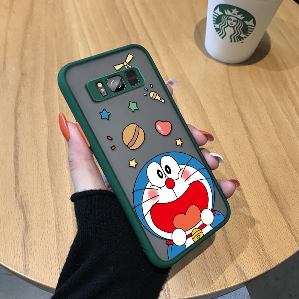UCUC for Samsung Galaxy S8 Back Cover Laugh Doraemon Frosted Transparent Hard Phone Case Thin Shockproof Full Cover Camera Protect Case