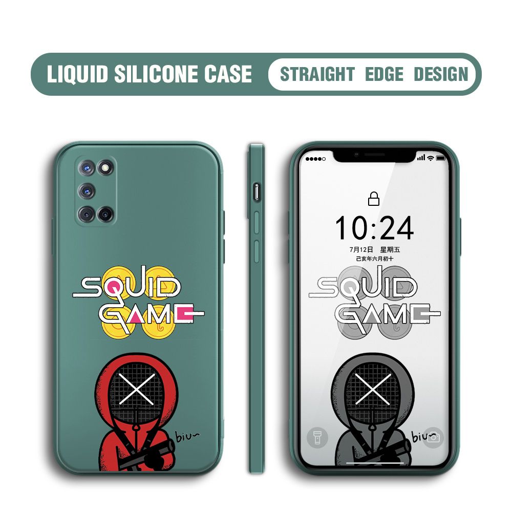 Jizetin for OPPO A52 / A92 Case Fashion Cartoon Judge Role Phone Cover Square Liquid Silicone Trend Phone Case