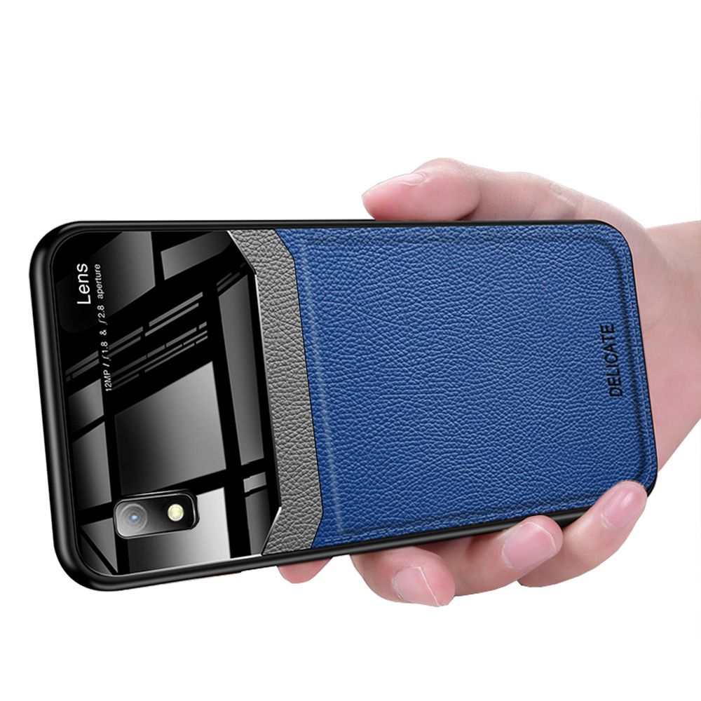 Case For Samsung Galaxy A10 Leather Mirror Tempered Glass Shockproof Phone Back Cover