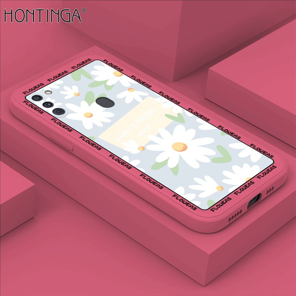 Hontinga for Samsung A11 Case Beautiful Daisy Flower Phone Case Phone Case Soft Square Edge Silicone Cases Full Lens Cover Shockproof Protection Cover