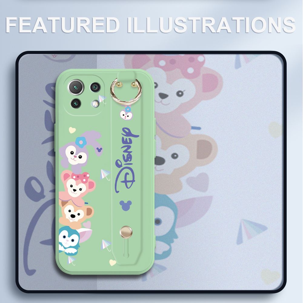 UCUC for Xiaomi Mi 11 Lite 5G Wrist Strap Case Creative Cartoon Cute Bunny Cover Ultra Thin Anti Fall Liquid Silicone Phone Case