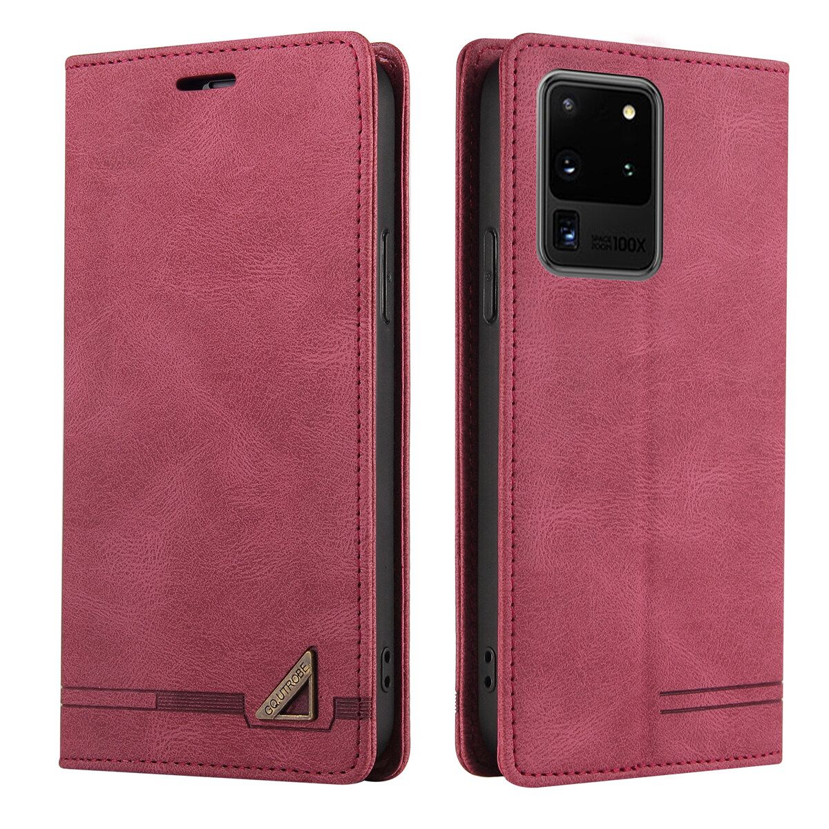 Retro Leather Wallet Foldable Built-in Card Slot and Magnetic Closure Protective Cover For Samsung Galaxy S20 Ultra / Galaxy S20 Ultra 5G Phone Cover Case
