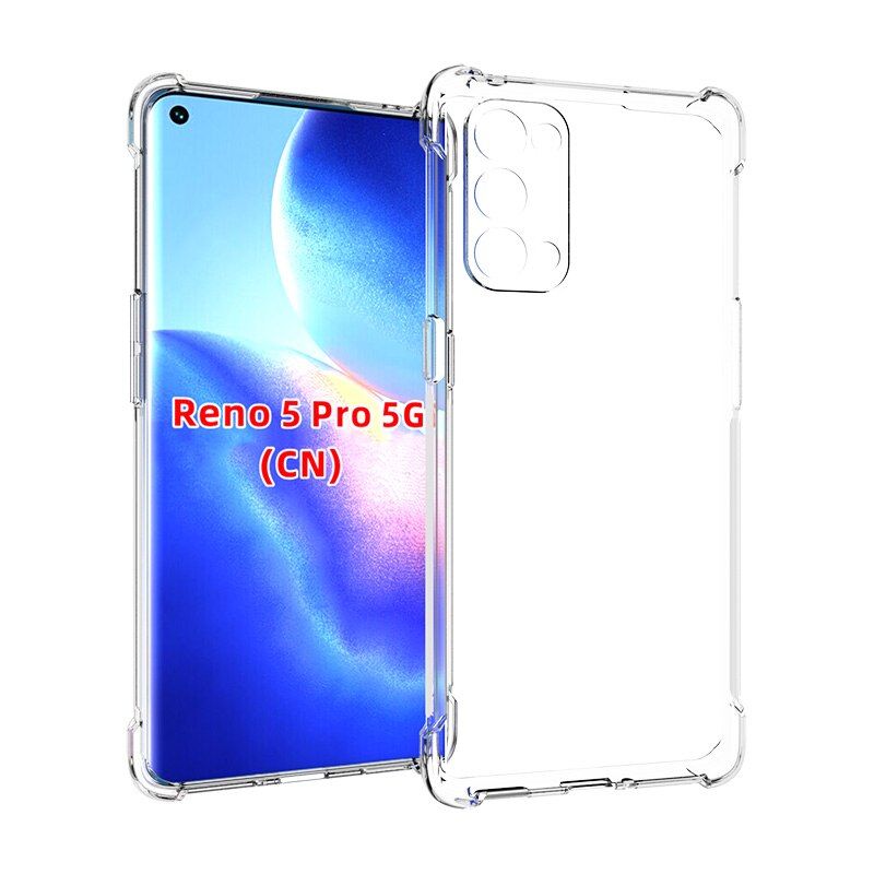 Oppo Reno 5 Transparent Shockproof Airbag Cover with Corner Bumps TPU Case