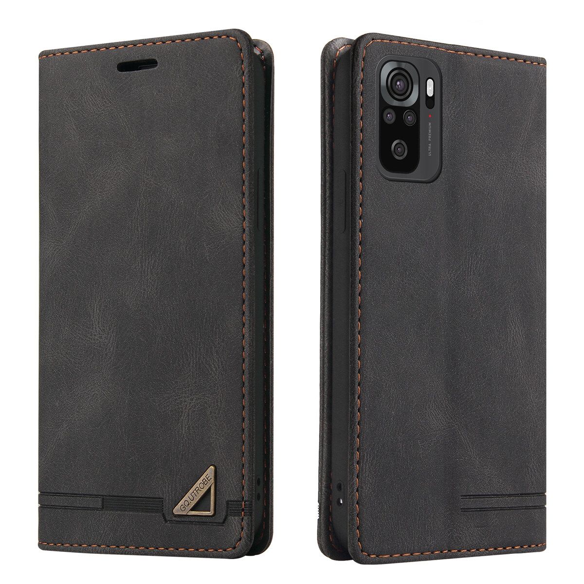 For Xiaomi Redmi Note 10/Redmi Note 10S Retro Anti-theft Brush Wallet Foldable Built-in Card Slot and Magnetic Closure Protective Case