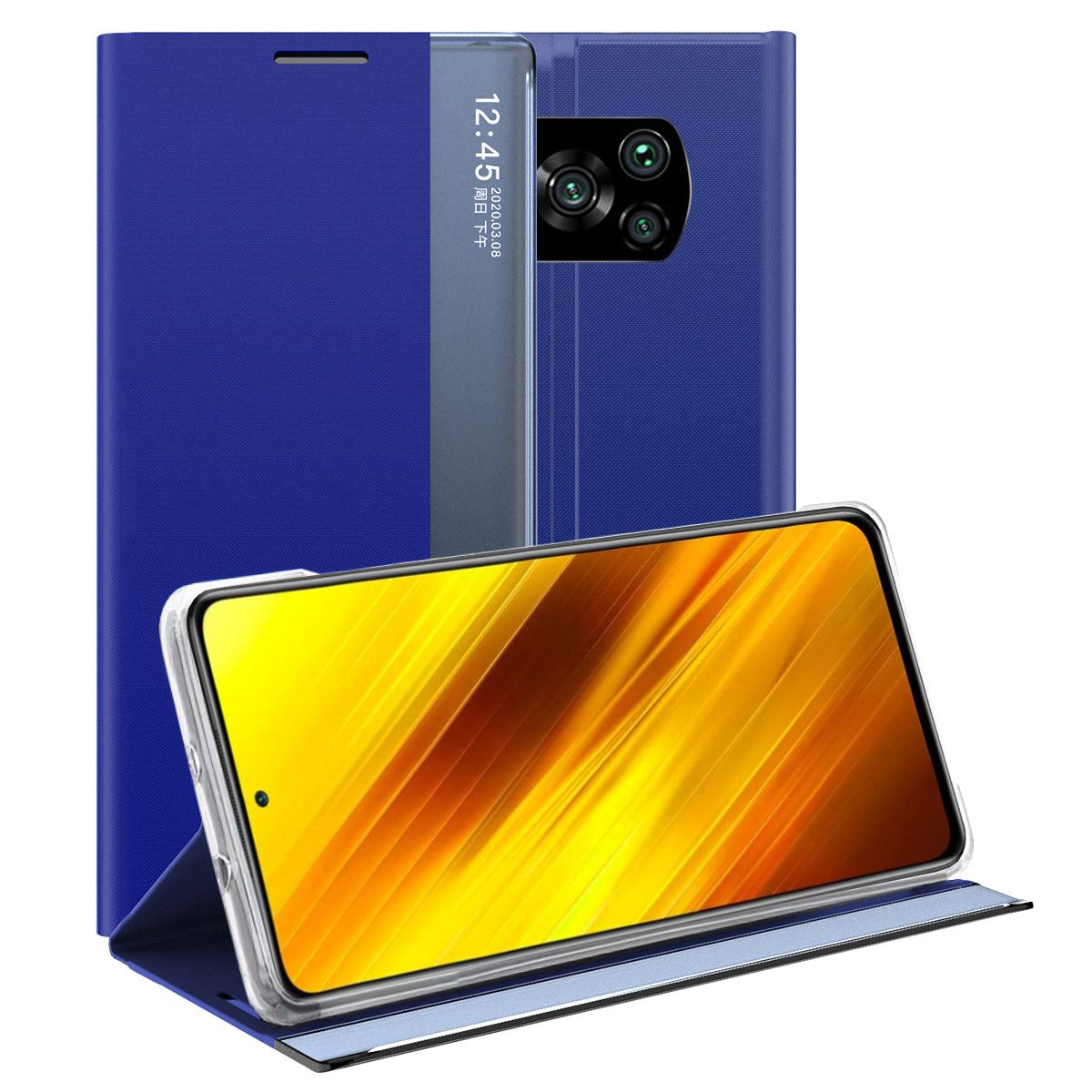 Smart View Window Flip Cover For Xiaomi Poco X3 NFC Case Full Protection Cases