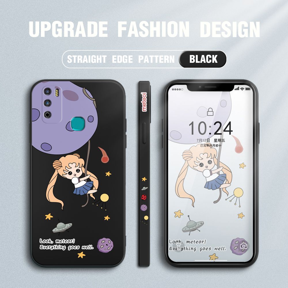 UCUC for Infinix Hot 9 Play Back Cover Beauty Warrior Ultra Thin Soft Luxury Square Multicolor Liquid Silicone Phone Case