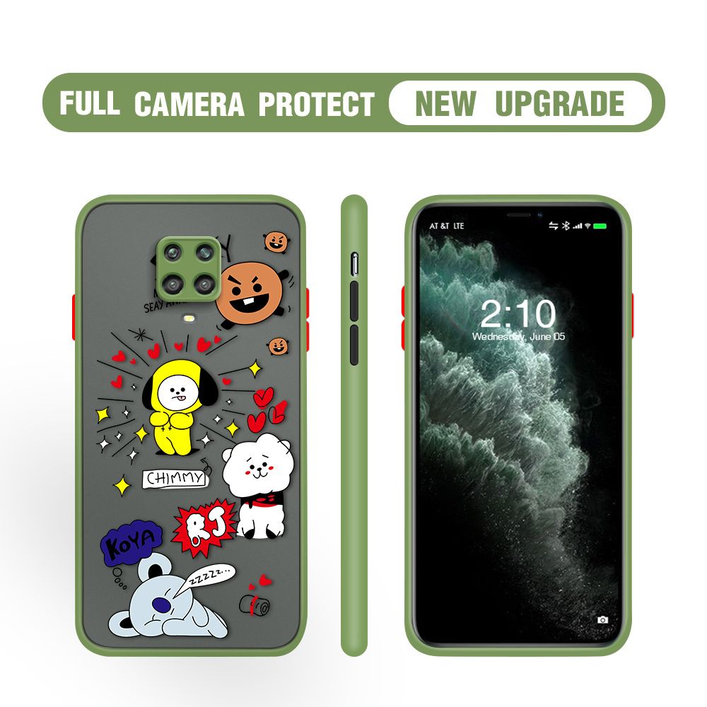 Hontinga for Redmi Note 9 Pro Case Cute Cartoon Animals Camera Shockproof Protection Casing Edge Frosted Transparent Phone Cover