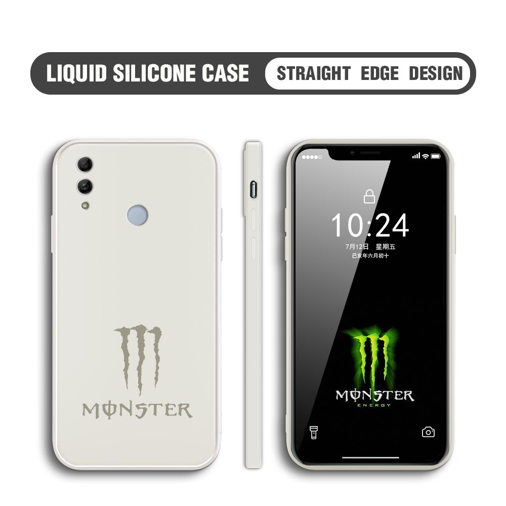 Hontinga for Honor 10 Lite Case Fashion Monster Energy Silicone Square Edge Phone Cases Full Cover Camera Shockproof Protection Rubber Case