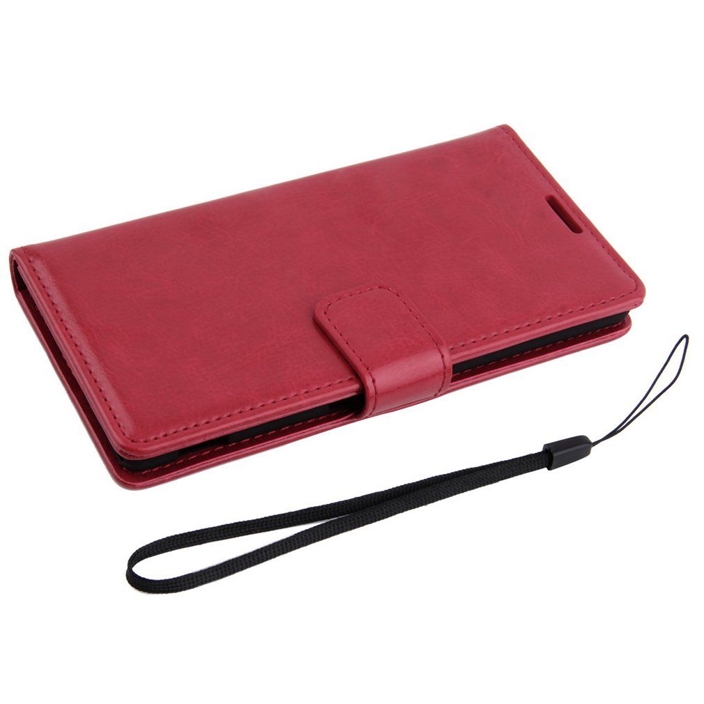 Luxury Flip Pu Leather Card Photo Slot Cover Case Wallet For Sony Xperia Z4 Red