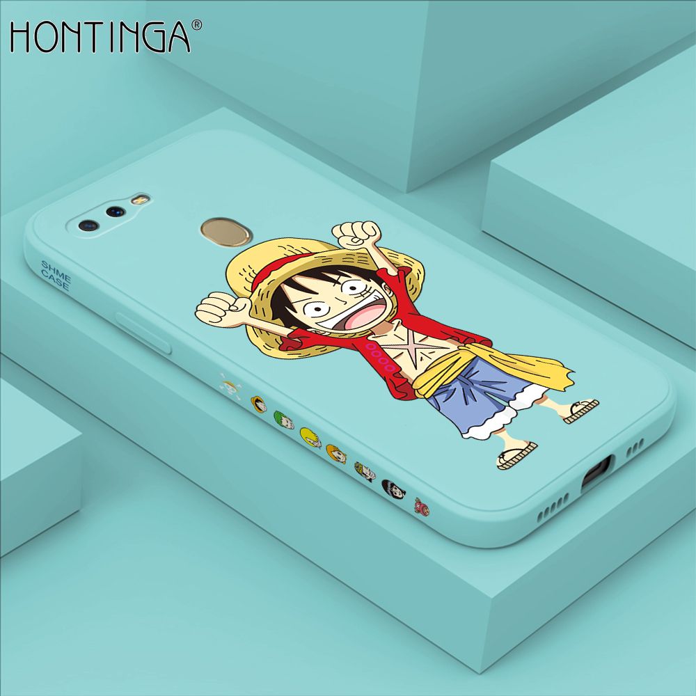 Hontinga for A5S A7 A12 A12S Case Side Design Anime Cartoon Luffy Back Cover Soft Square Edge Pattern Liquid Silicone Trend Phone Cases