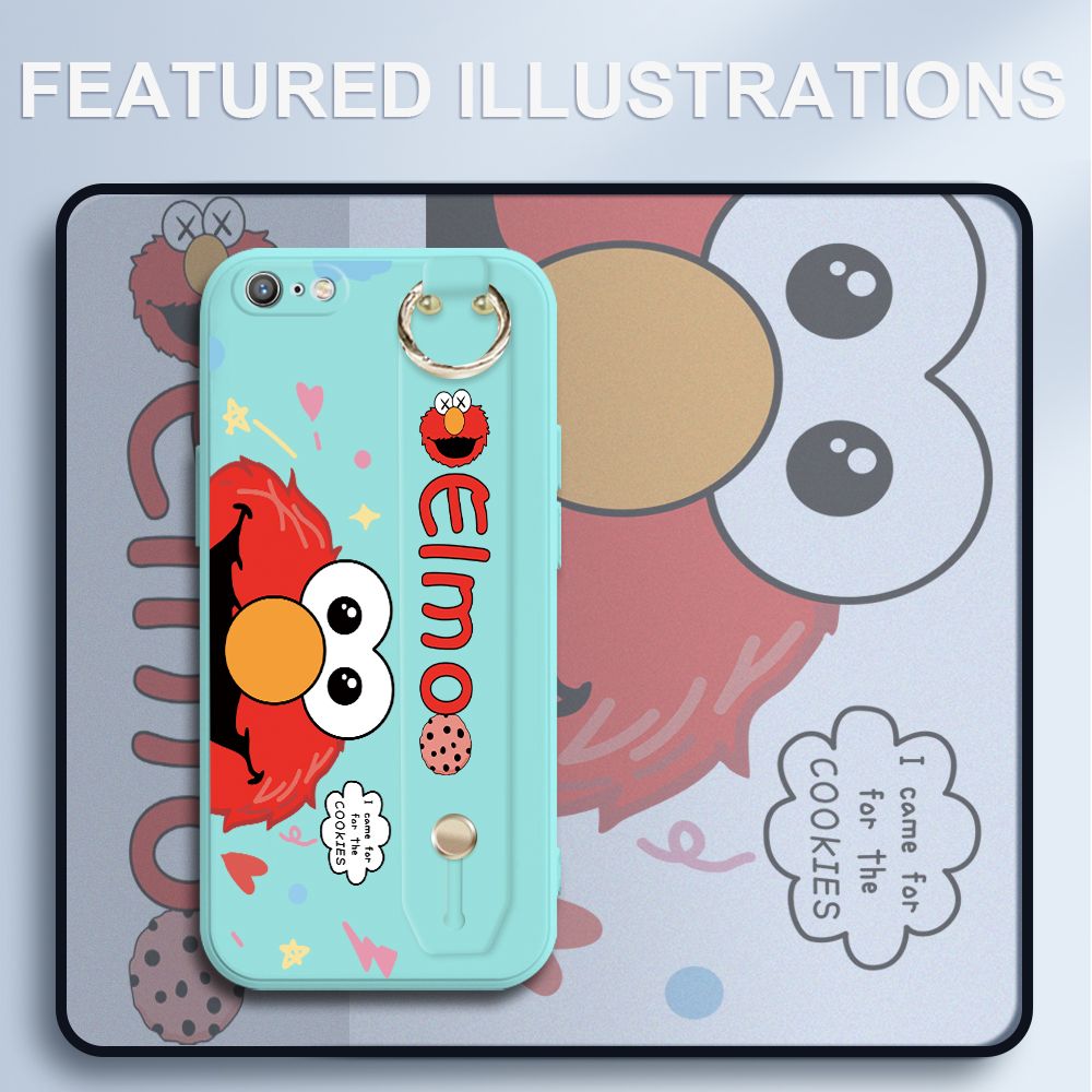 UCUC for iPhone 6S Wrist Strap Case Creative Cartoon Red Haired Monster Cover Ultra Thin Anti Fall Liquid Silicone Phone Case