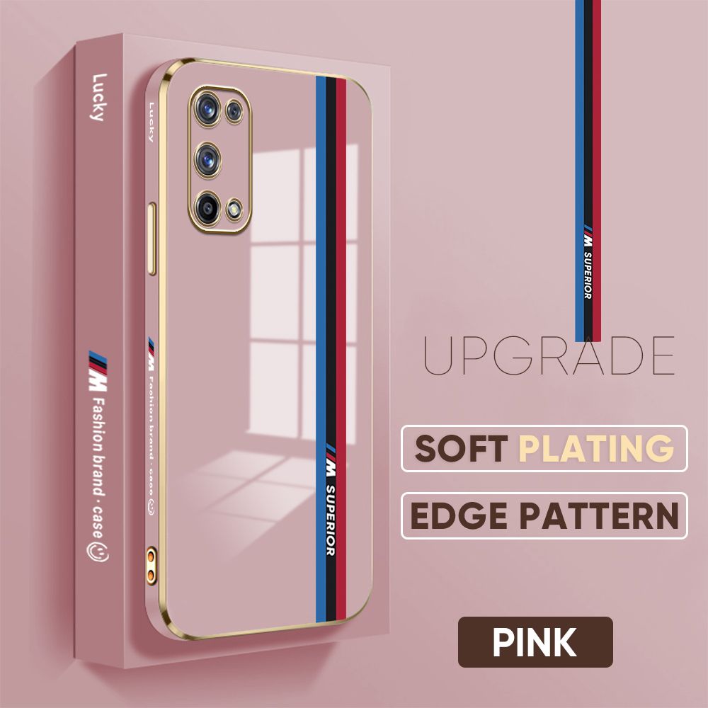 TA for Realme X7 Pro Back Cover + Free Lanyard Track Sign Luxury 6D Plating Case Side Pattern Soft Silicone Square Phone Cases