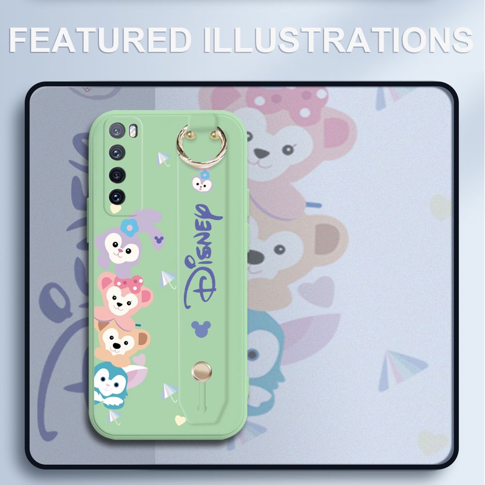 UCUC for Huawei Nova 7 Wrist Strap Case Creative Cartoon Cute Bunny Cover Ultra Thin Anti Fall Liquid Silicone Phone Case