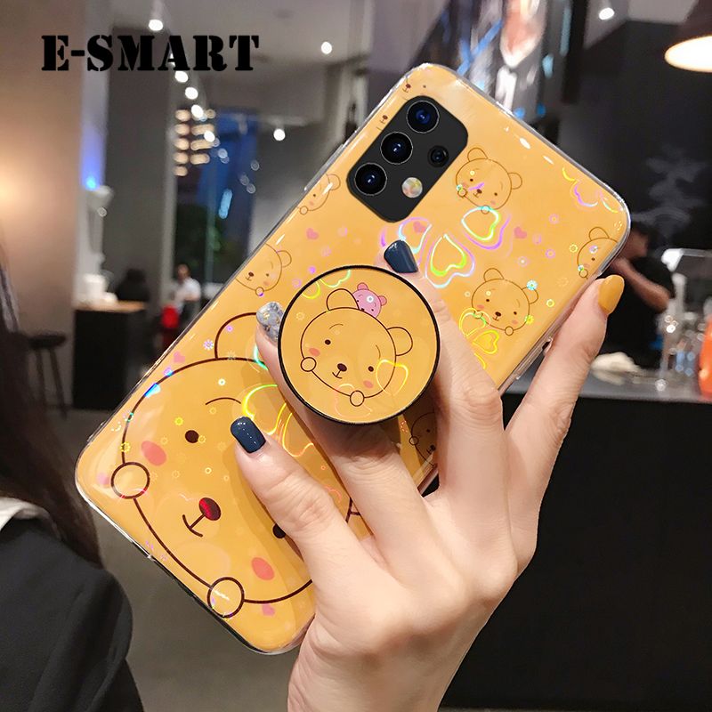 For Samsung Galaxy A52S 5G Case Cute Cartoon Bear Cases Soft Silicone Bracket Holder stand case Colorful Cherry Blossoms For Samsung A52S 5G Back Cover