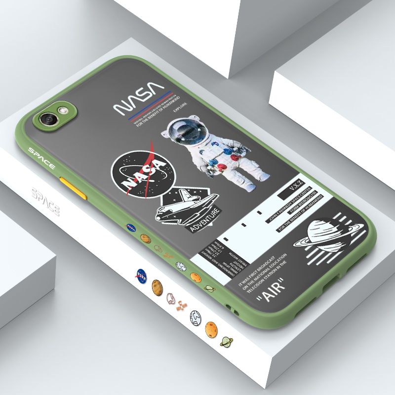 ZeroQiQi for Vivo V5 Case Creative Cartoon Astronaut Side Printed Pattern Design Phone Cover Frosted Transparent Ultra Thin Protective Phone Case