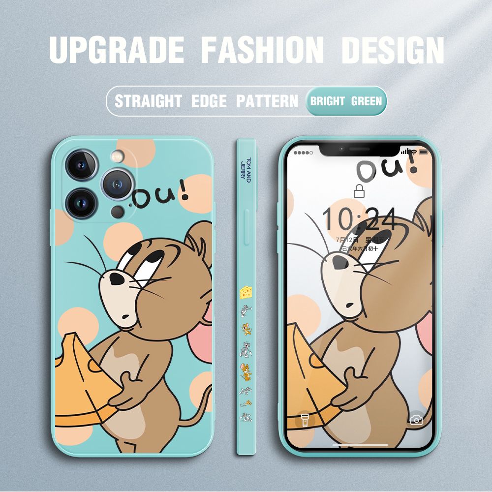 FHKL for iPhone 13 Pro Back Cover Jerry Side design Soft Case Multicolor Liquid Silicone Phone Cases