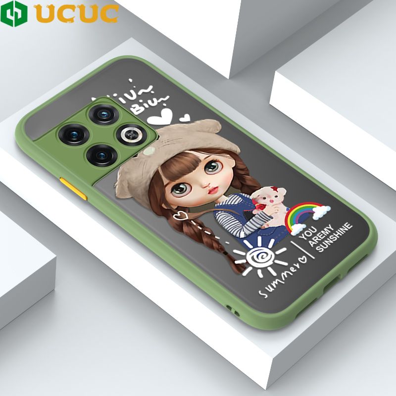 UCUC for OnePlus 10 Pro Back Cover Rainbow Lovely Girls Frosted Transparent Hard Phone Case Thin Shockproof Full Cover Camera Protect Case