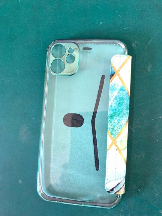 Yfashion Protective Cover Plating -hin Flip Marble Pattern Mobile Phone Holster Case Cover For Iphone12 color
