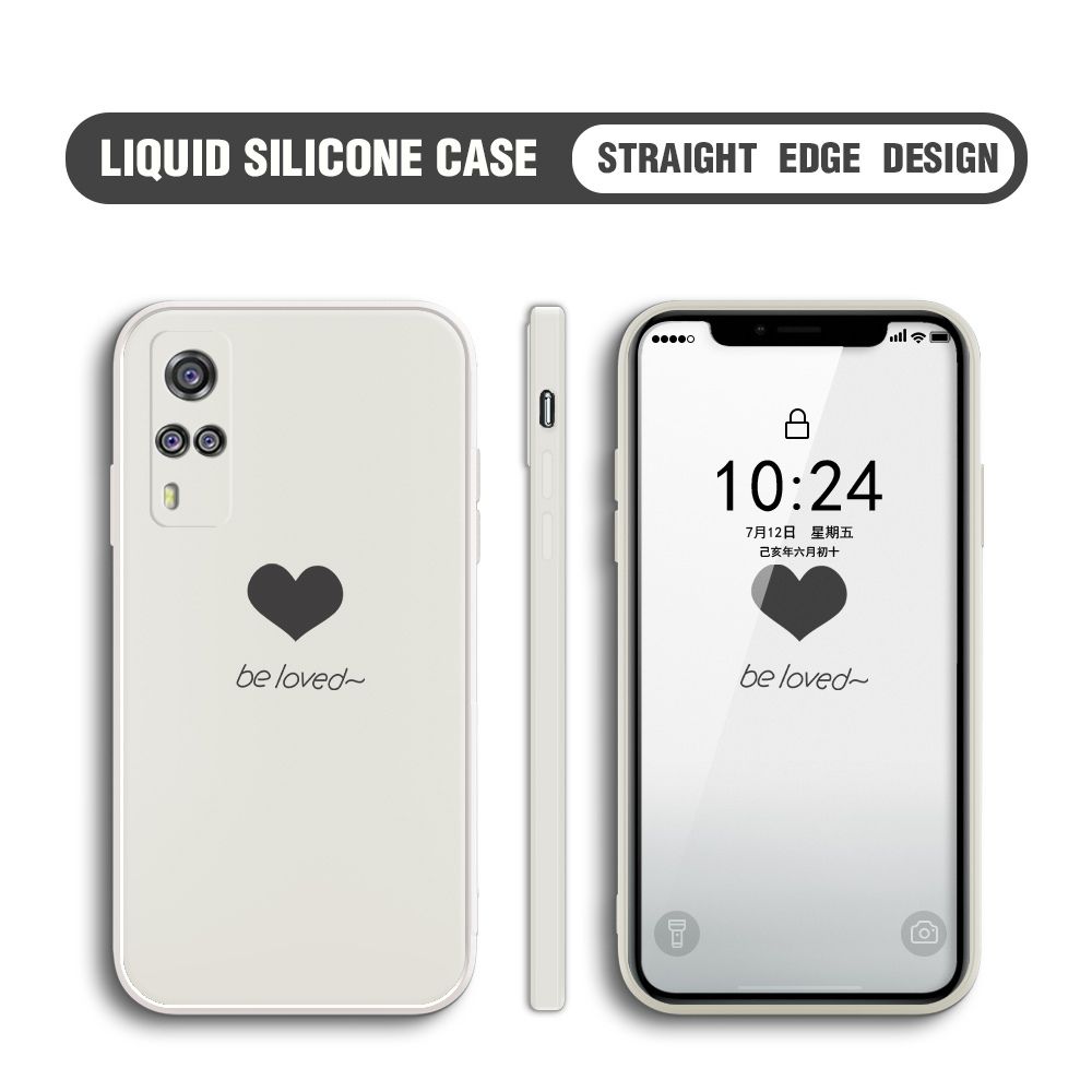 Jizetin for Vivo Y53S 4G / Y51 2020 / Y51A 2021 / Y31 2021 Back Cover Little Love Multicolor Liquid Silicone Phone Case Soft Square Lens Protection Phone Cases