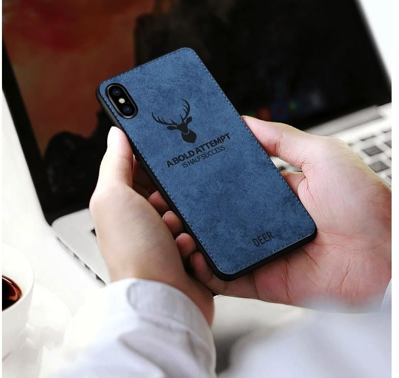 Samsung M10 Phone Cover Shockproof Deer Cloth - Blue & Black