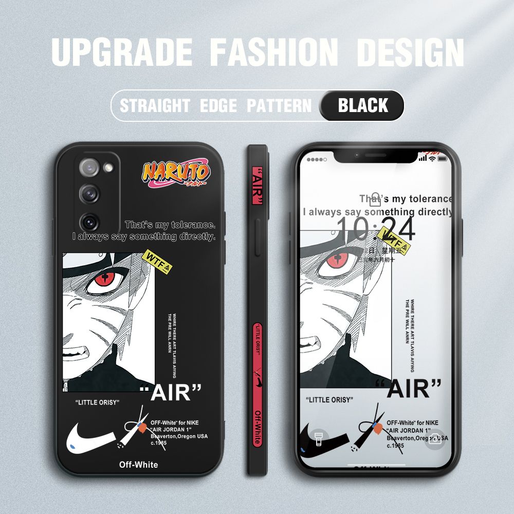 Jizetin for Samsung Galaxy S20 FE Case Side Design Phone Cover Anime Uzumaki Naruto Cover Square Edge Pattern Liquid Silicone Trend Case