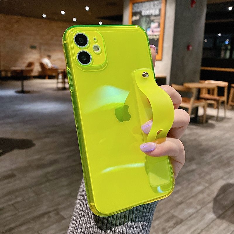 Wrist Strap Clear Phone Case For iPhone 12 11Pro Max XR XS Max 7 8 Plus X XS 11Pro SE 2020 Soft TPU Shockproof Holder Back Cover