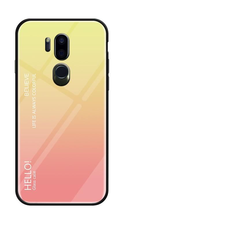 Gradient Color Tempered Glass Casing Protective Case Back Cover Soft TPU Bumper Case For LG G7 Case