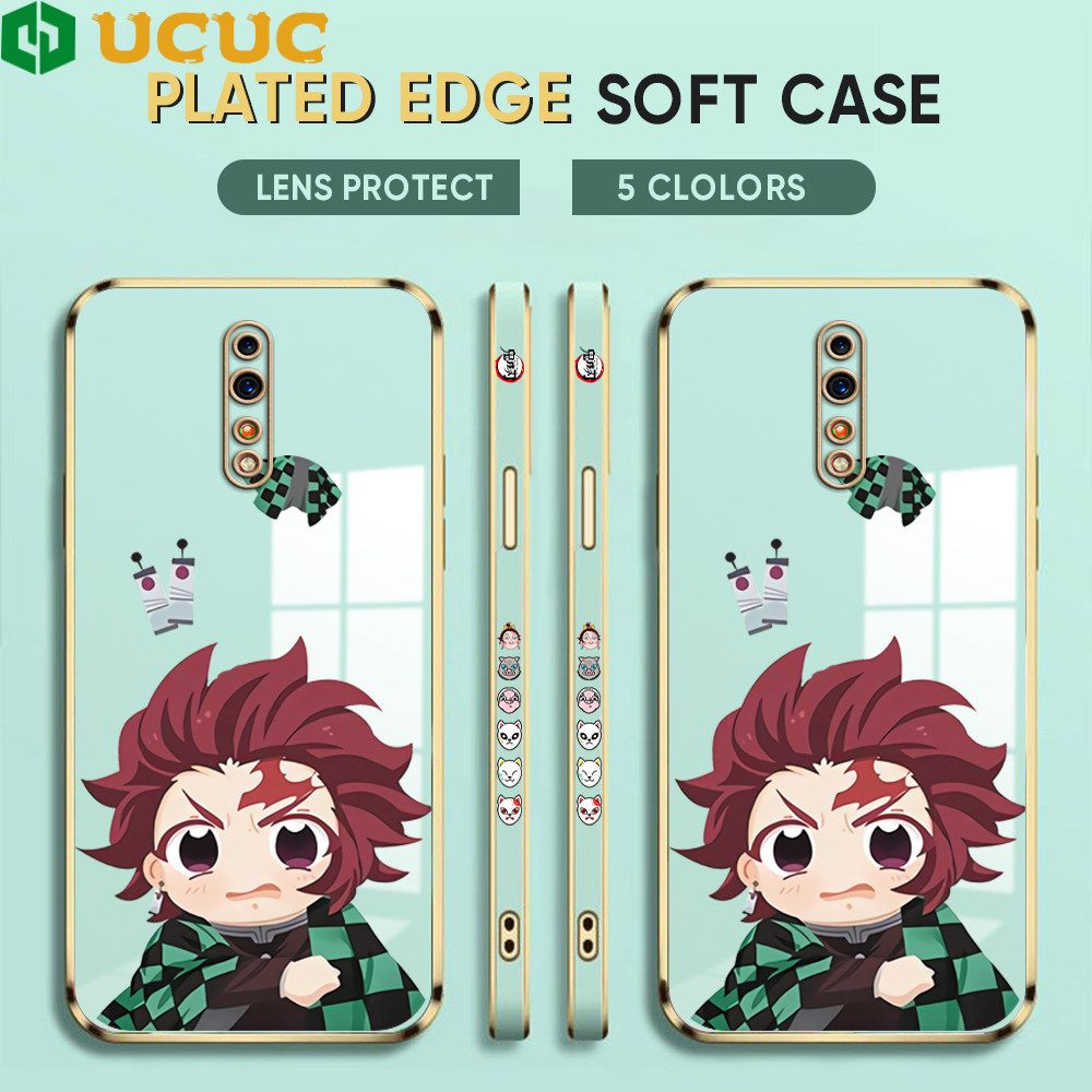 UCUC for OPPO Reno Z Case Lovely Tanjiro Luxury 6D Plating Soft Casing Silicone Ultra Thin Phone Cover