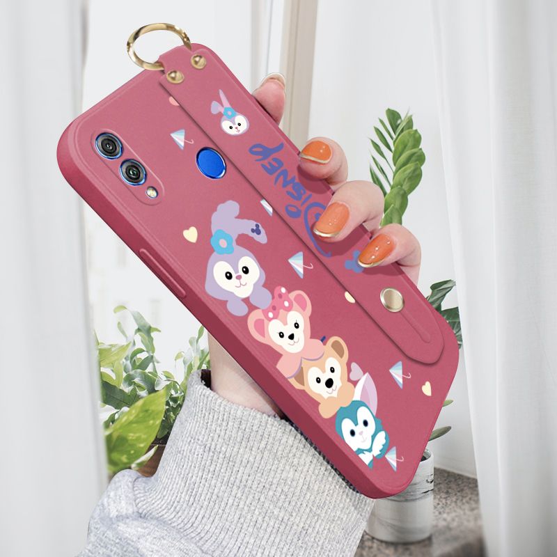Jizetin for Honor 8X Wrist Strap Case Creative Cartoon Cute Bunny Cover Ultra Thin Anti Fall Liquid Silicone Phone Case