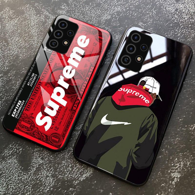 Supreme For Samsung Galaxy A72 Case Tempered Glass Protector Mirror Back Covers SUP Superme Supreme Design Samsung Galaxy A72 Back Cover
