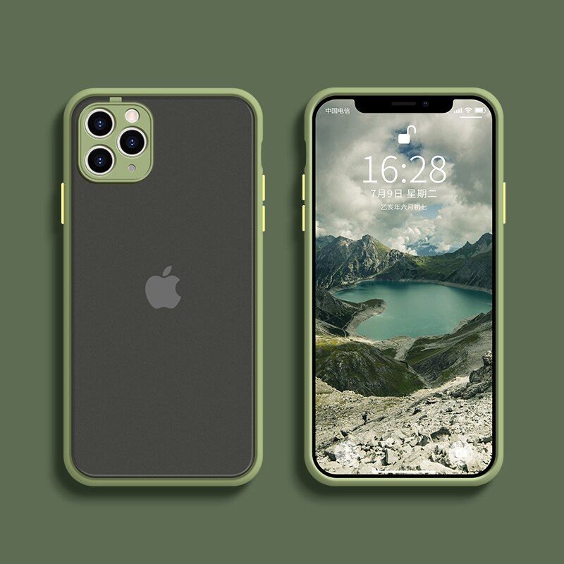 Luxury Color Frame Shockproof Matte Case For iPhone 12 11 Pro Xs Max XR X 6 7 8 Plus SE Camera Lens Protection Clear Soft Cover