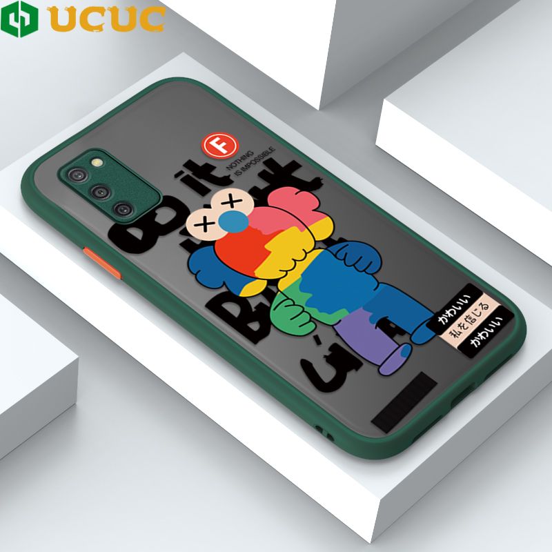 UCUC for Samsung Galaxy A03S Back Cover Colorful Bear Frosted Transparent Hard Phone Case Thin Shockproof Full Cover Camera Protect Case
